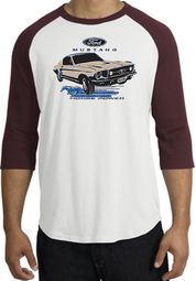 Ford Mustang Raglan Shirt - Horsepower Adult White/Maroon T-Shirt Ford Mustang Raglan Shirt - Horsepower Adult White/Maroon T-Shirt