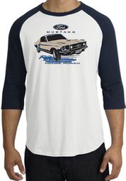 Ford Mustang Raglan Shirt - Horsepower Adult White/Navy T-Shirt Ford Mustang Raglan Shirt - Horsepower Adult White/Navy T-Shirt