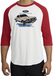 Ford Mustang Raglan Shirt - Horsepower Adult White/Red T-Shirt Ford Mustang Raglan Shirt - Horsepower Adult White/Red T-Shirt