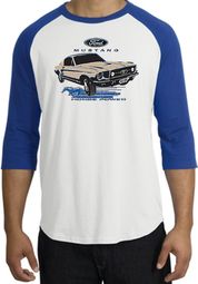 Ford Mustang Raglan Shirt - Horsepower Adult White/Royal T-Shirt Ford Mustang Raglan Shirt - Horsepower Adult White/Royal T-Shirt
