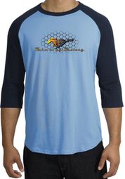 Ford Mustang Raglan Shirt - Make It My Grill Carolina Blue/Navy Tee Ford Mustang Raglan Shirt - Make It My Grill Carolina Blue/Navy Tee