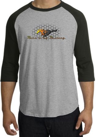 Ford Mustang Raglan Shirt - Make It My Grill Heather Grey/Black Tee
