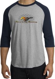 Ford Mustang Raglan Shirt - Make It My Grill Heather Grey/Navy Tee Ford Mustang Raglan Shirt - Make It My Grill Heather Grey/Navy Tee