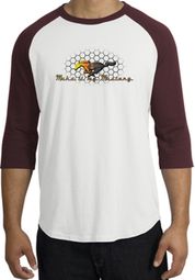 Ford Mustang Raglan Shirt - Make It My Mustang Grill White/Maroon Tee Ford Mustang Raglan Shirt - Make It My Mustang Grill White/Maroon Tee