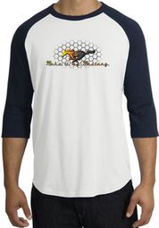 Ford Mustang Raglan Shirt - Make It My Mustang Grill White/Navy Tee Ford Mustang Raglan Shirt - Make It My Mustang Grill White/Navy Tee