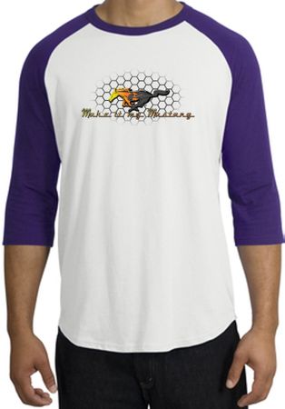 Ford Mustang Raglan Shirt - Make It My Mustang Grill White/Purple Tee