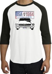 Ford Mustang Raglan Shirt - USA 1964 Country Adult White/Black T-Shirt