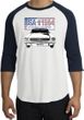 Ford Mustang Raglan Shirt - USA 1964 Country Adult White/Navy T-Shirt
