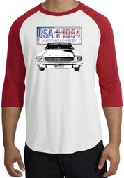 Ford Mustang Raglan Shirt - USA 1964 Country Adult White/Red T-Shirt