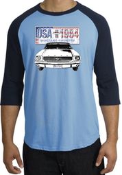 Ford Mustang Raglan Shirt USA 1964 Country Carolina Blue/Navy T-Shirt