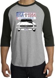 Ford Mustang Raglan Shirt USA 1964 Country Heather Grey/Black T-Shirt