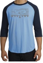 Ford Mustang Raglan T-Shirt Honeycomb Grille Carolina Blue/Navy Shirt