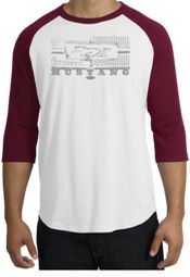 Ford Mustang Raglan T-Shirt Honeycomb Grille White/Cardinal Shirt