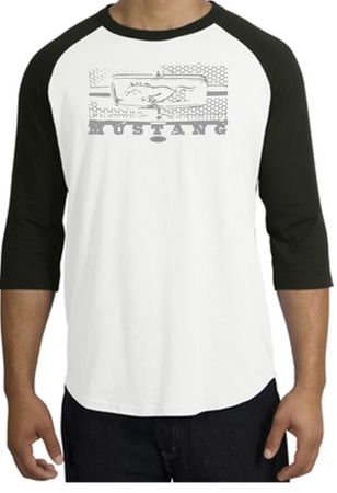 Ford Mustang Raglan T-Shirt Legend Honeycomb Grille White/Black Shirt