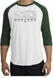 Ford Mustang Raglan T-Shirt Legend Honeycomb Grille White/Forest Shirt