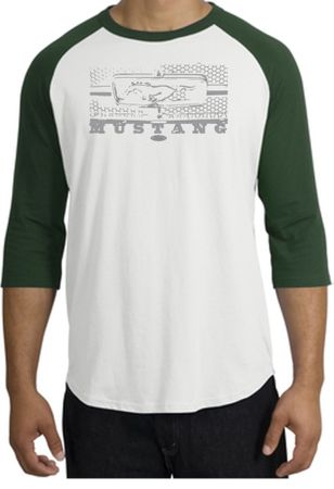 Ford Mustang Raglan T-Shirt Legend Honeycomb Grille White/Forest Shirt