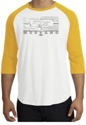 Ford Mustang Raglan T-Shirt - Legend Honeycomb Grille White/Gold Shirt