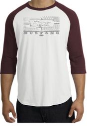 Ford Mustang Raglan T-Shirt Legend Honeycomb Grille White/Maroon Shirt
