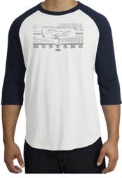Ford Mustang Raglan T-Shirt Legend Honeycomb Grille White/Navy Shirt