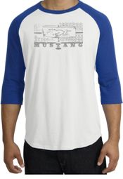 Ford Mustang Raglan T-Shirt Legend Honeycomb Grille White/Royal Shirt