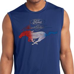 Ford Mustang Red White and Blue Dry Wicking Sleeveless Shirt Ford Mustang Red White and Blue Dry Wicking Sleeveless Shirt