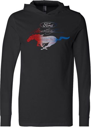 Ford Mustang Red White and Blue Lightweight Hoodie