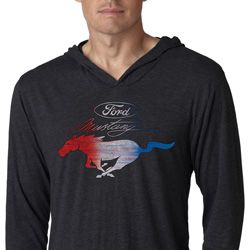 Ford Mustang Red White and Blue Lightweight Hoodie Tee Ford Mustang Red White and Blue Lightweight Hoodie Tee