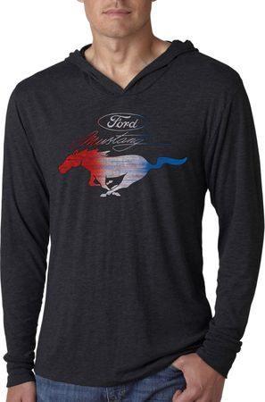 Ford Mustang Red White and Blue Lightweight Hoodie Tee