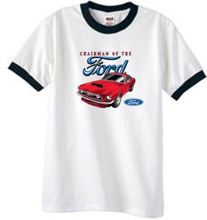 Ford Mustang Ringer T-Shirt - Chairman Of The Ford Adult White/Black