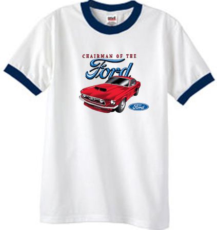 Ford Mustang Ringer T-Shirt - Chairman Of The Ford Adult White/Navy