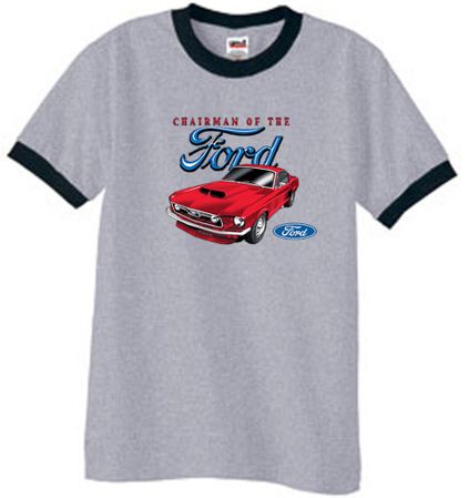 Ford Mustang Ringer T-Shirt - Chairman Of The Ford Heather Grey/Black