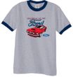 Ford Mustang Ringer T-Shirt - Chairman Of The Ford Heather Grey/Navy