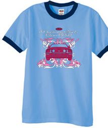 Ford Mustang Ringer T-shirt Girls Run Wild Carolina Blue/Navy Shirt