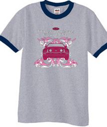 Ford Mustang Ringer T-shirt Girls Run Wild Heather Grey/Navy Tee Shirt