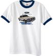 Ford Mustang Ringer T-Shirt - Horsepower Adult White/Navy Tee Shirt