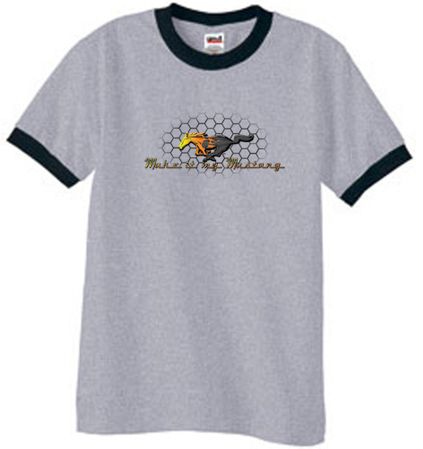 Ford Mustang Ringer T-shirt - Make It My Grill Heather Grey/Black Tee
