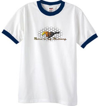 Ford Mustang Ringer T-shirt - Make It My Mustang Grill White/Navy Tee
