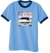 Ford Mustang Ringer T-Shirt USA 1964 Country Carolina Blue/Navy Shirt