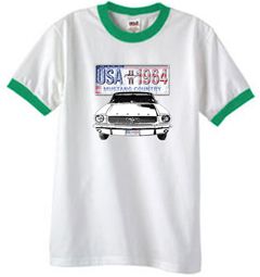 Ford Mustang Ringer T-Shirt USA 1964 Country White/Kelly Green Shirt Ford Mustang Ringer T-Shirt USA 1964 Country White/Kelly Green Shirt
