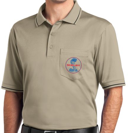 Ford Mustang Red & Blue Shelby Polo Shirt - Tan/Black