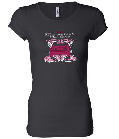 Ford Mustang Shirt Girls Run Wild Ladies Longer Length Tee T-Shirt