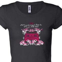 Ford Mustang Shirt Girls Run Wild Ladies Longer Length Tee T-Shirt