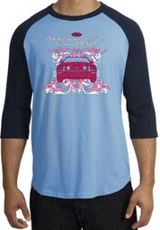 Ford Mustang Shirt Girls Run Wild Raglan Tee Carolina Blue/Navy
