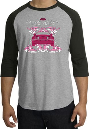 Ford Mustang Shirt Girls Run Wild Raglan Tee Heather Grey/Black