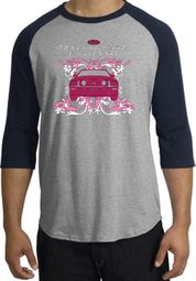 Ford Mustang Shirt Girls Run Wild Raglan Tee Heather Grey/Navy