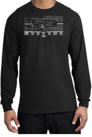 Ford Mustang Shirt Legend Honeycomb Grille Long Sleeve Tee Black