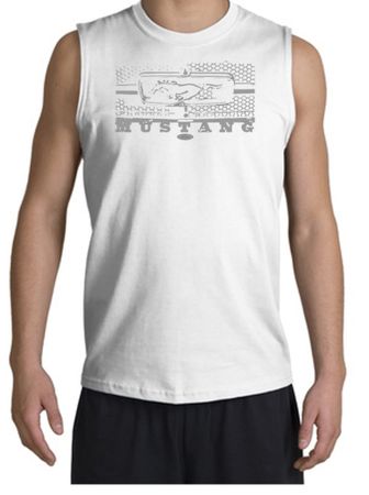 Ford Mustang Shirt Legend Honeycomb Grille White Muscle Shirt