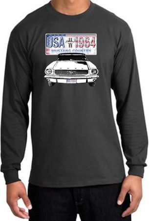 Ford Mustang Shirt USA 1964 Country Long Sleeve Tee Charcoal