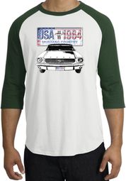 Ford Mustang Shirt USA 1964 Country Raglan Shirt White/Forest