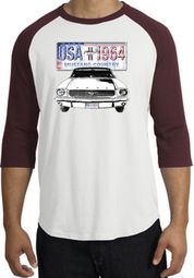 Ford Mustang Shirt USA 1964 Country Raglan Shirt White/Maroon